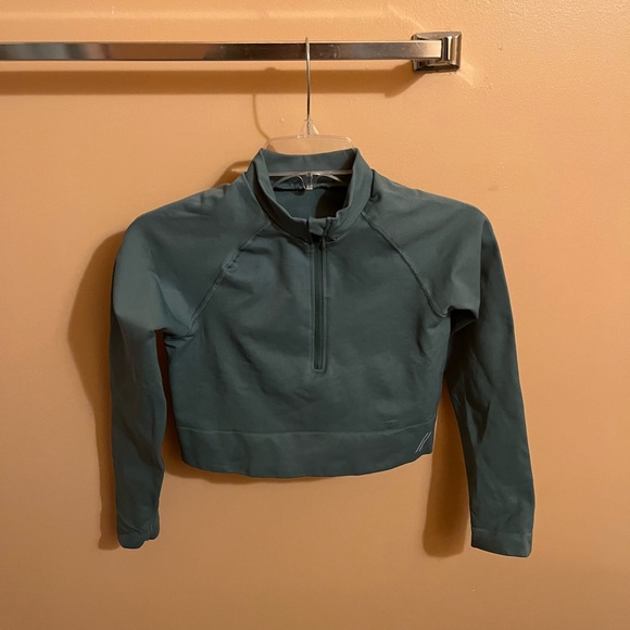 Tala Teal Half Zip Cropped Long Sleeve - Picture 2 of 7